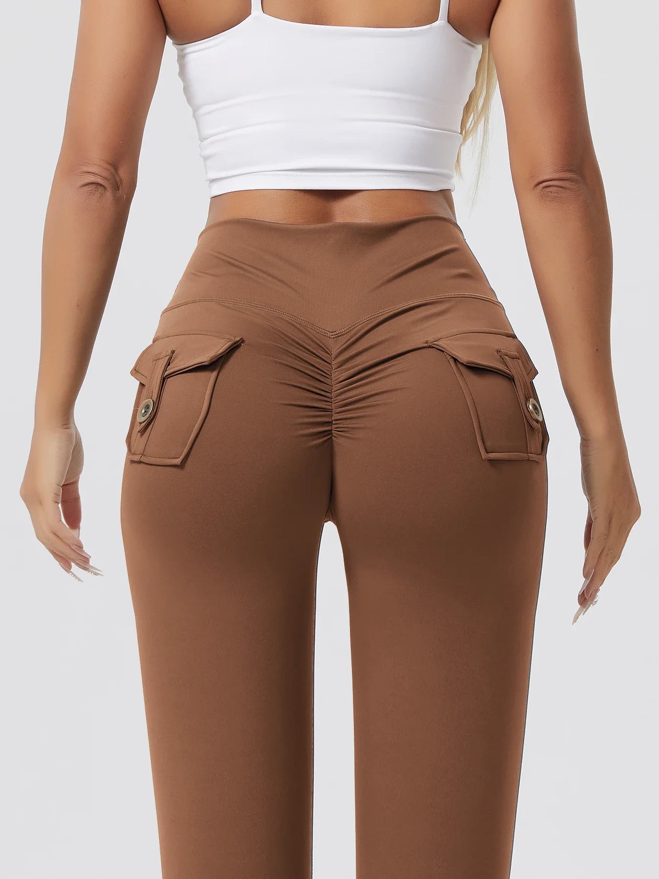 Women's Workout Cargo Leggings With Pocket Tights Active Wear Butt Lift Yoga Clothes