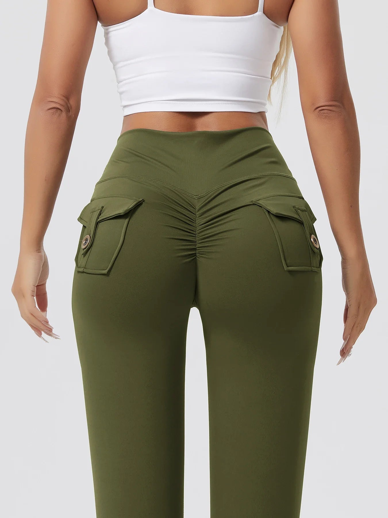 Women's Workout Cargo Leggings With Pocket Tights Active Wear Butt Lift Yoga Clothes