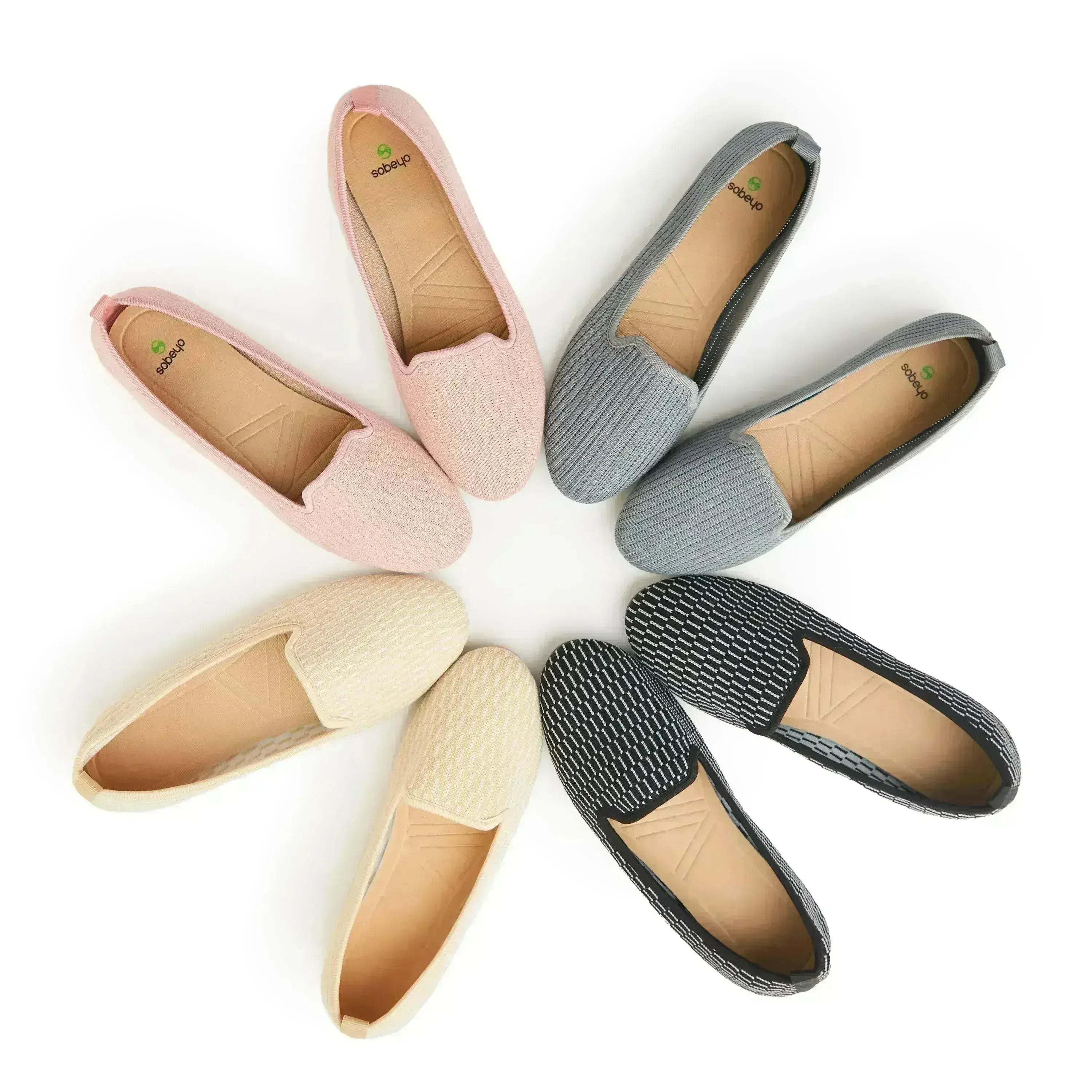 SOBEYO Women's Ballet Flats Sweater Soft Rubber Sole Slip On Casual