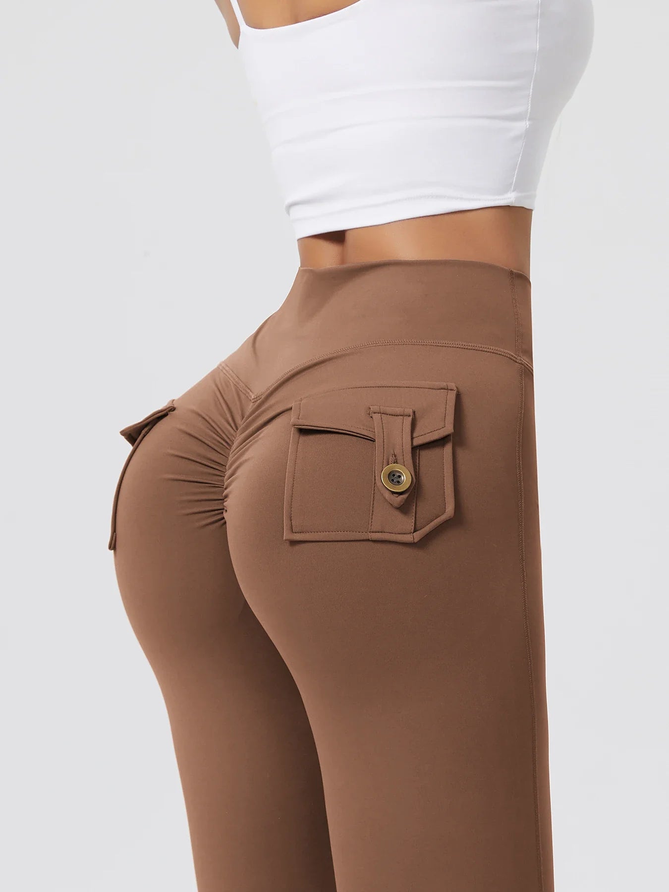 Women's Workout Cargo Leggings With Pocket Tights Active Wear Butt Lift Yoga Clothes