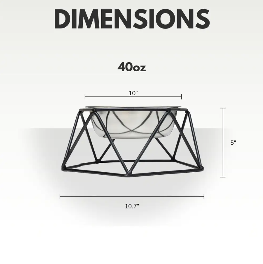 Country Living Elevated Single Dog Bowl Feeder – Geometric Design with Removable Stainless Steel Bowl