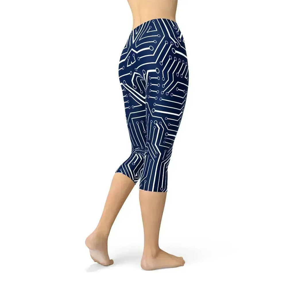 Womens Navy Blue Circuit Capri Leggings