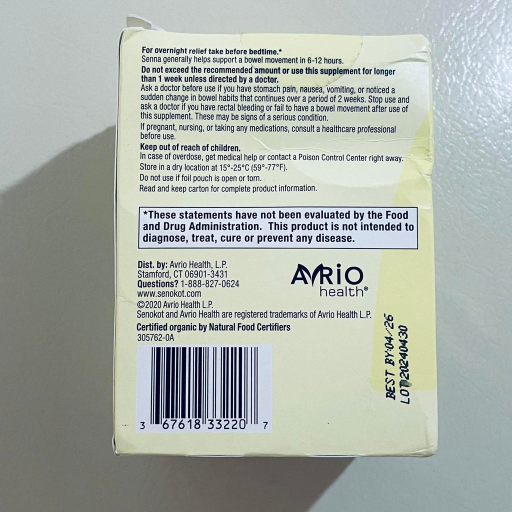 Senokot Natural Senna Leaf Laxative Tea with Chamomile, 20 Wrapped Pyramid Sachets, 1.76 oz BEST 4/2026