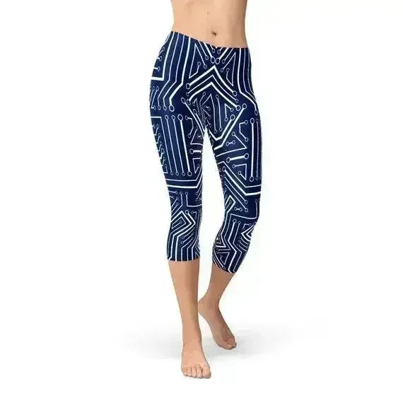 Womens Navy Blue Circuit Capri Leggings