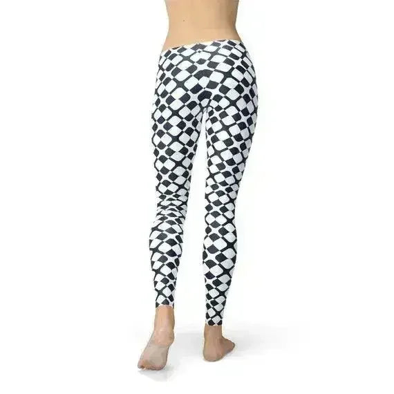Womens Geometric Blue Tile Leggings
