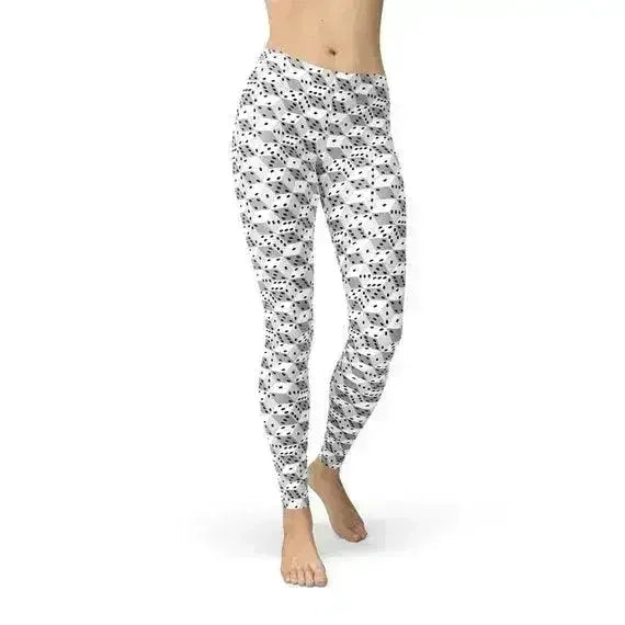 Womens Black and White Dice Leggings