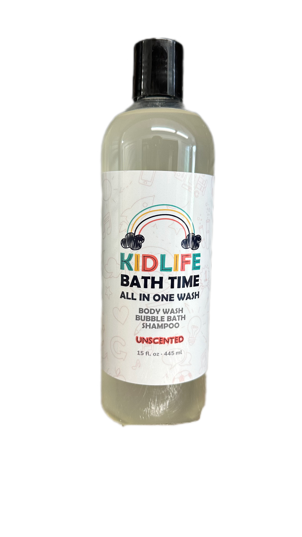 Kidlife Natural Bath Time 3 In 1 Shea & Organic Aloe Body Wash- Herbal Unscented  15 Oz. Kids Head to Toe All in one Bath and body Soap. Bubble Bath, Bodywash and Shampoo