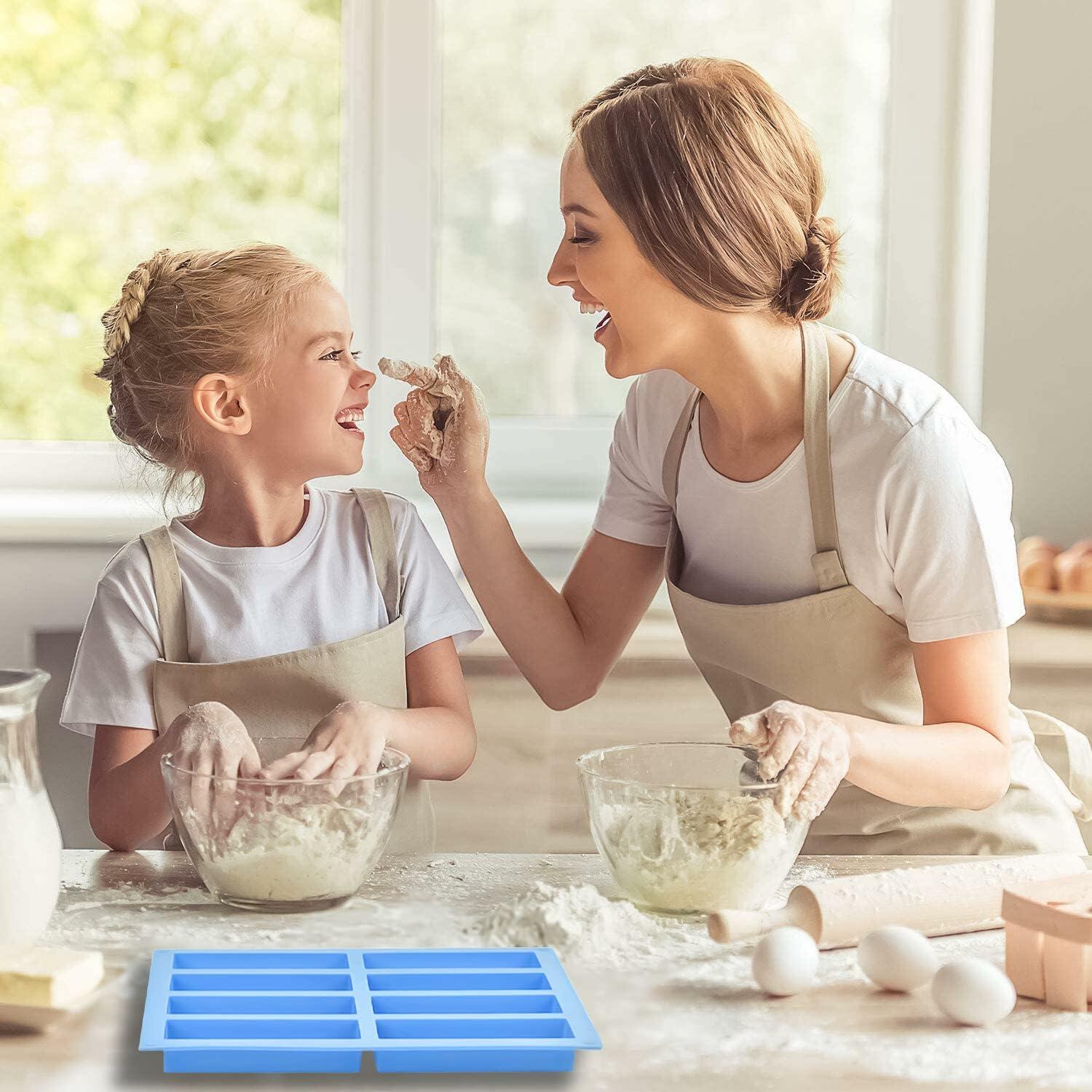 Sinirttou Silicone Chocolate Bar Mold 8 Cavities Rectangular Blue 2 Pack