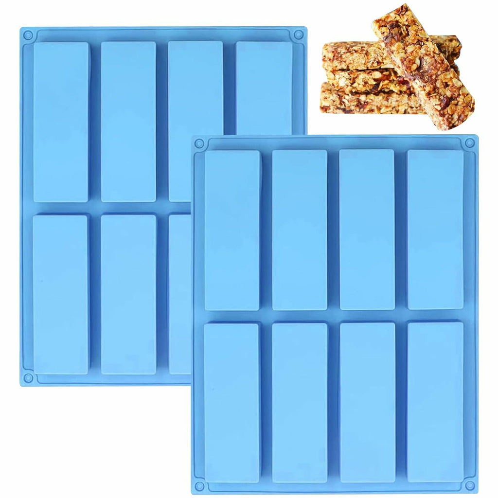 Sinirttou Silicone Chocolate Bar Mold 8 Cavities Rectangular Blue 2 Pack