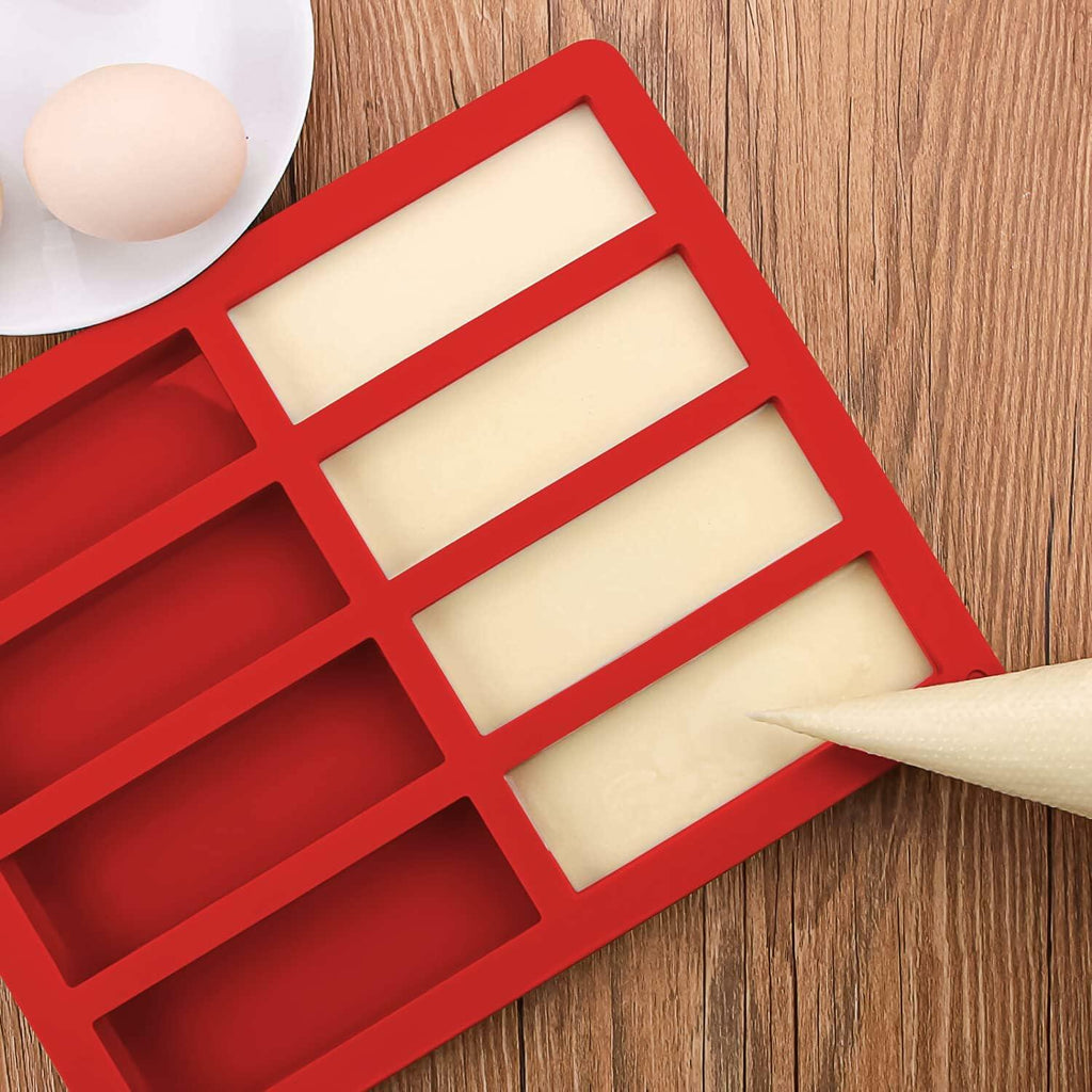 Sinirttou Silicone Chocolate Bar Mold 8 Cavities Rectangular Red 2 Pack