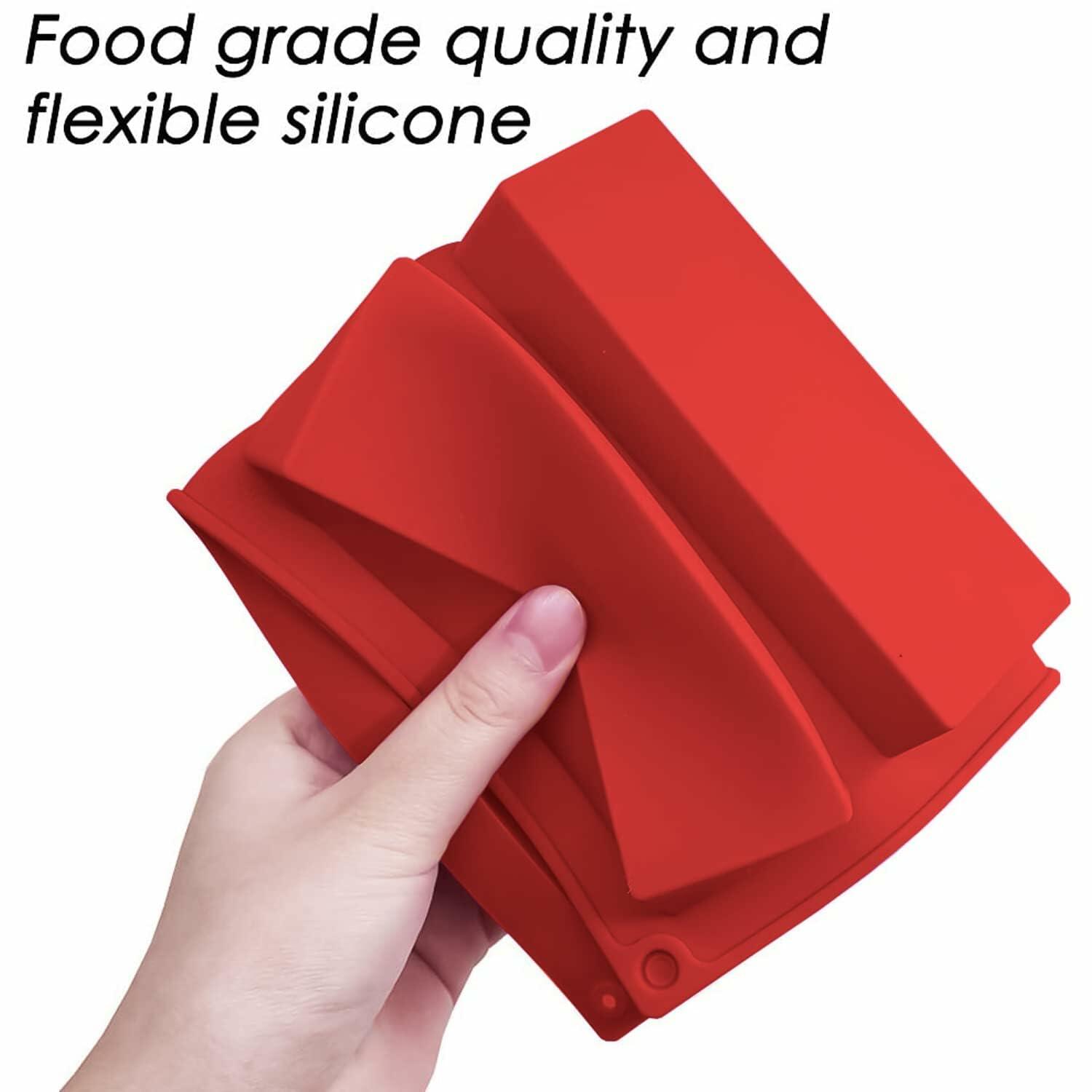 Sinirttou Silicone Chocolate Bar Mold 8 Cavities Rectangular Red 2 Pack