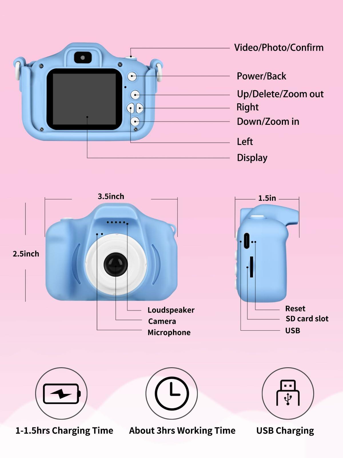 Knagsfa Kids Digital Video Camera Toy with Silicone Cover 32G SD Card