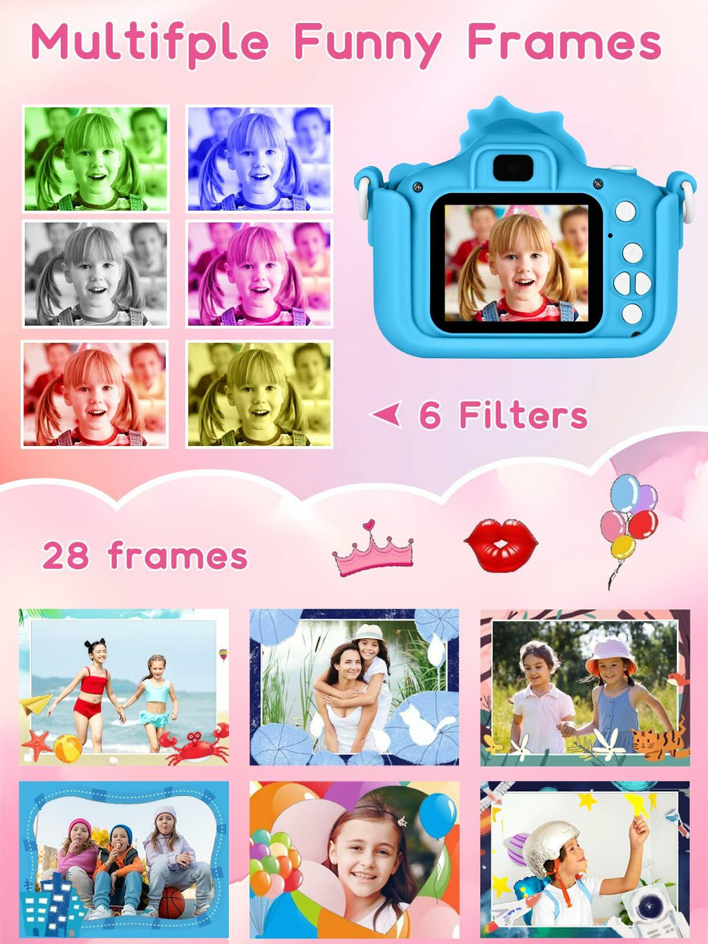 Knagsfa Kids Digital Video Camera Toy with Silicone Cover 32G SD Card