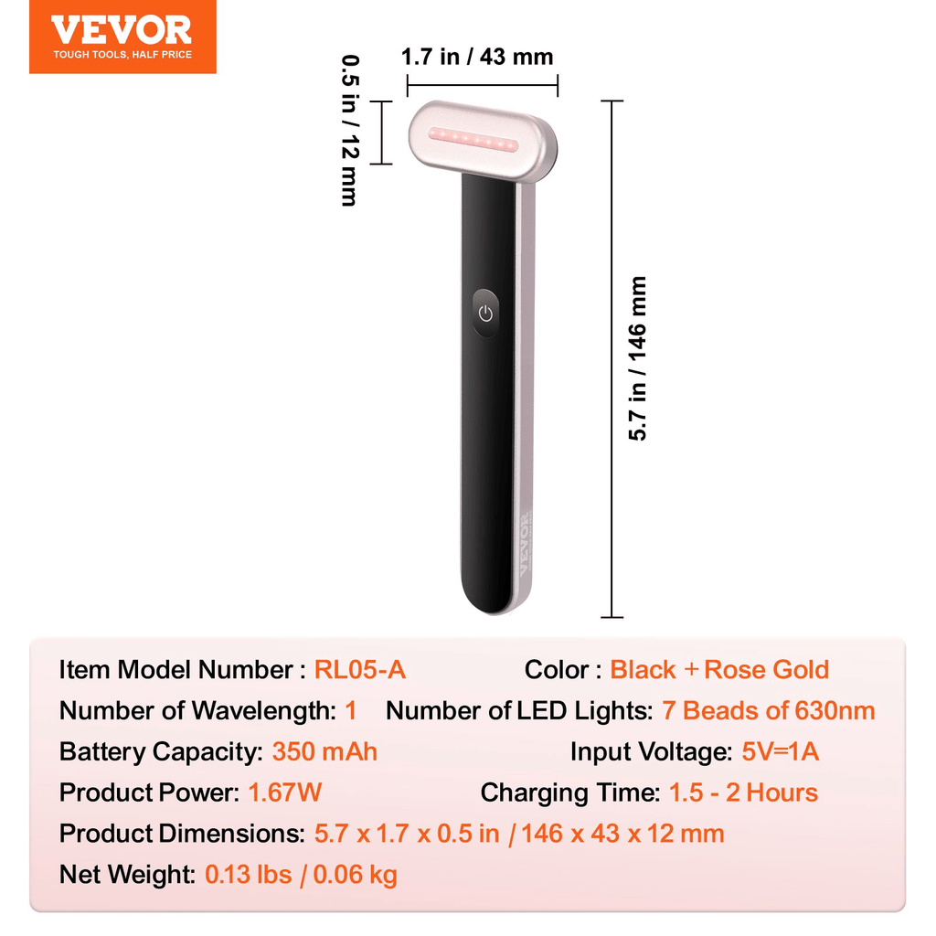 VEVOR Red Light Therapy Wand, 3-in-1 LED, Heat & Vibration