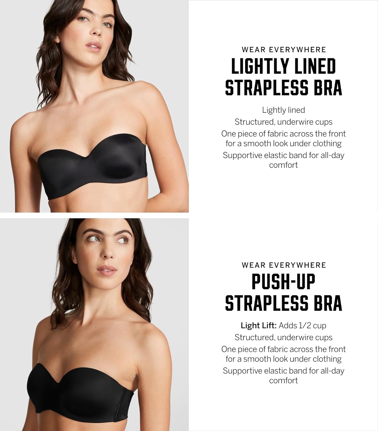 Victoria's Secret Women's Pink Wear Everywhere Lightly Lined Strapless Bra, Bras for Women (32A-38DDD)