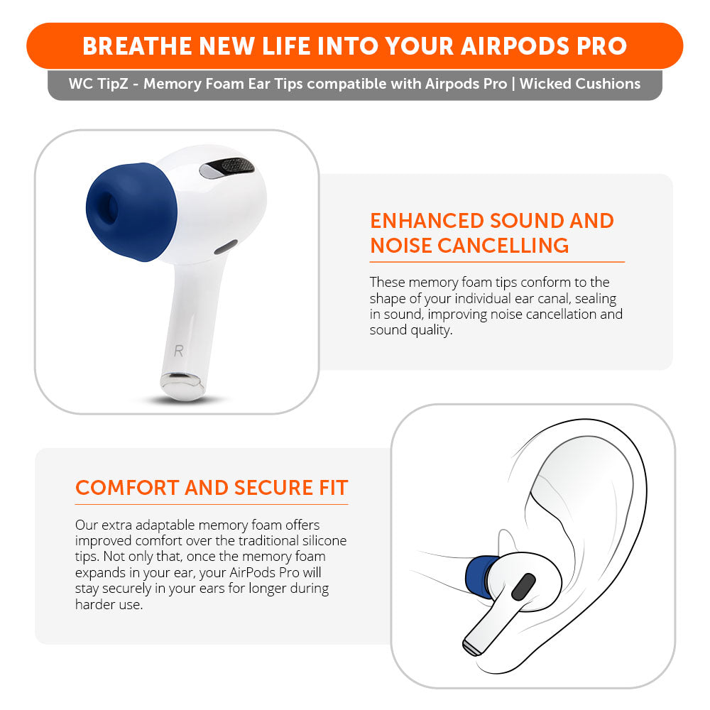 WC TipZ - Memory Foam Ear Tips for Airpods Pro & Airpods Pro 2